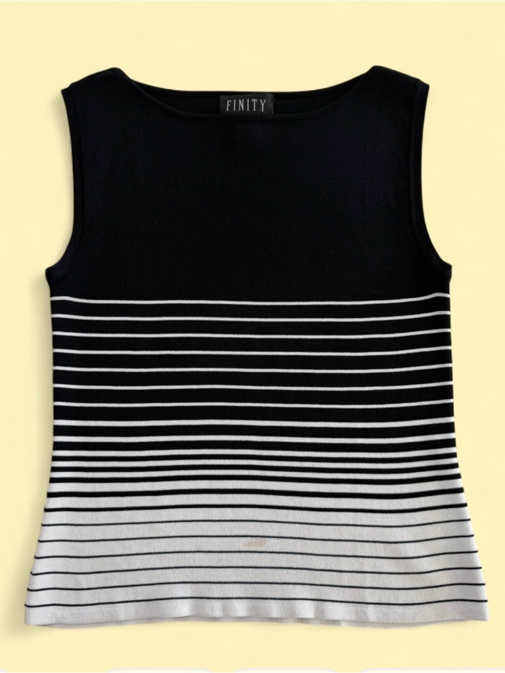 Finity Black & White Ombre Striped Sleeveless Top.